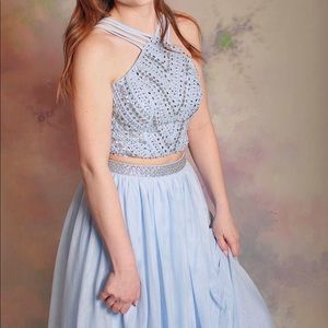 Light Blue Two Piece Prom Dress